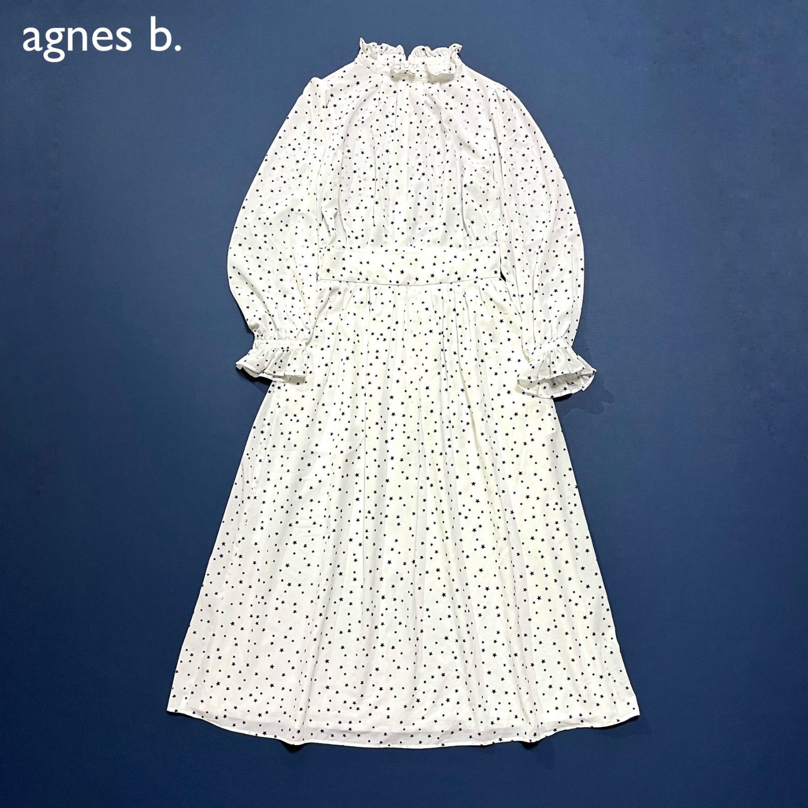 cE02 To b. by agnes b. WT27 ROBE スタープリントドレス ロングワンピース 定価34 100円