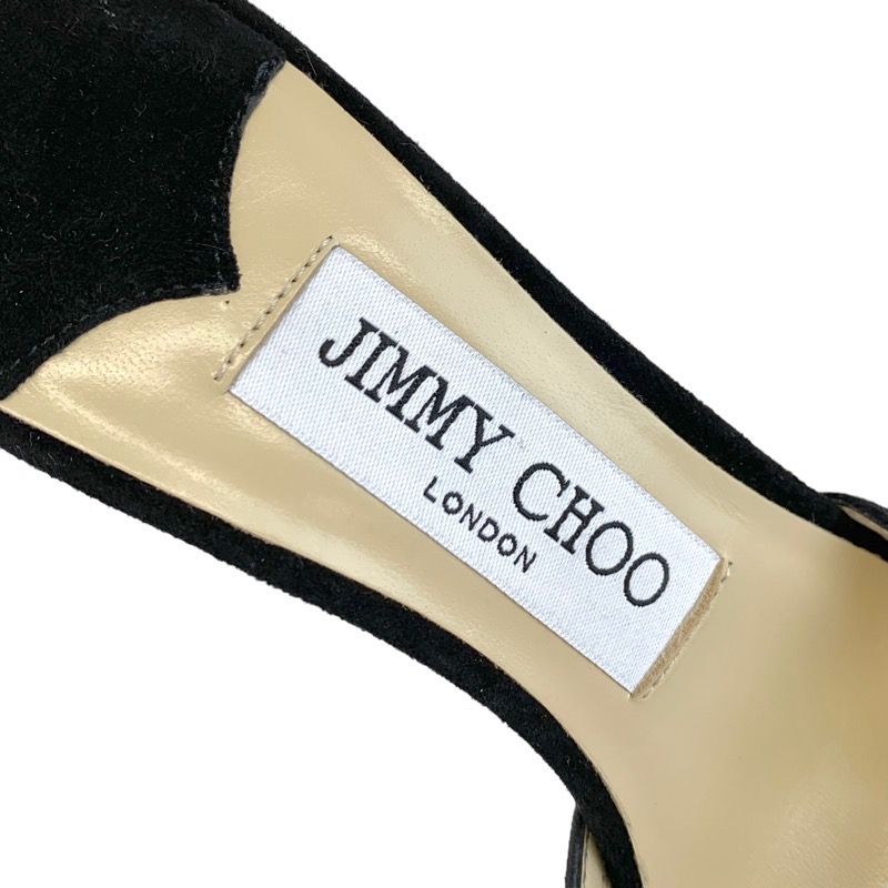 未使用 ジミーチュウ JIMMY CHOO SAEDA 100 パンプス サンダル 靴 シューズ ビジュー アンクルストラップ スエード ブラック -  メルカリ