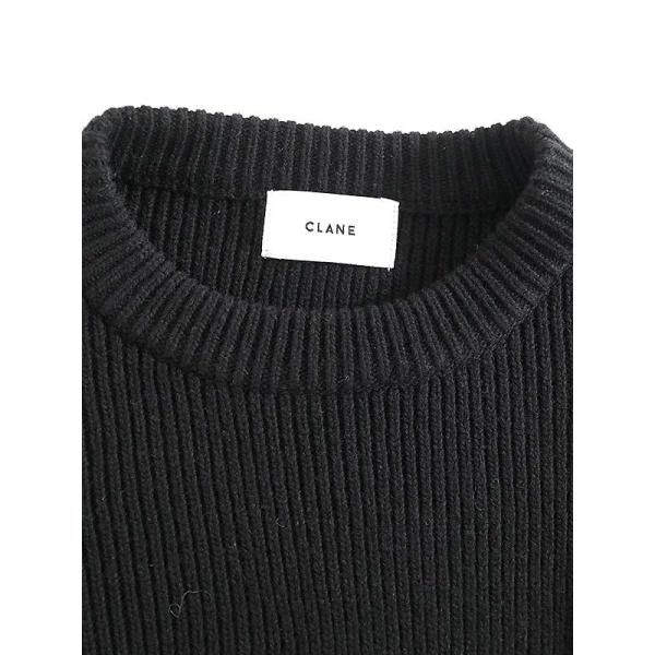 CLANEクラネ21AW2wayスラントニットプルオーバーブラック2レディース