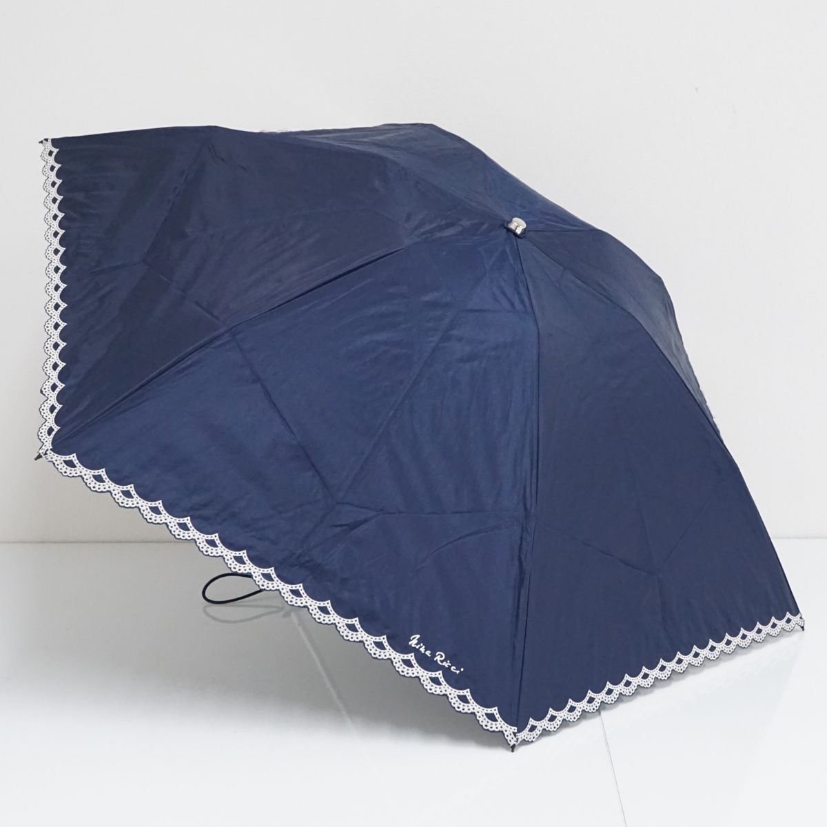 新品　ニナリッチ 晴雨兼用日傘 ネイビー レース スカラップ刺繍　日傘　雨傘 新品ニナリッチ 晴雨兼用日傘 ネイビー レース スカラップ刺繍