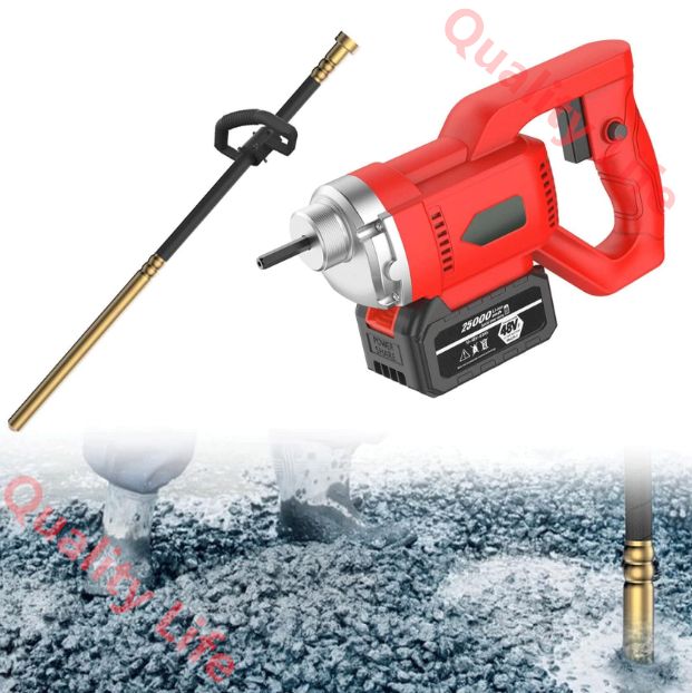 コンクリートバイブレーター 48V 電動式 振動棒 Ф35mm 300W 6速調整 建築|橋|ハイウェイ|ダム|左官用 生コン|左官|電動工具|打設|建築|DIY ポータブル 携帯便利 A 振動棒1.5M 2個電池