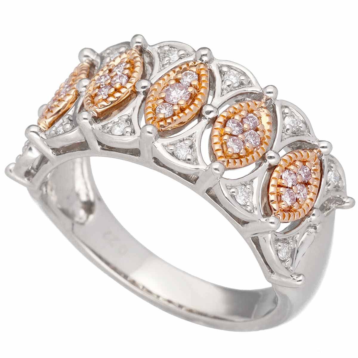 ピンクダイヤモンド(0.22ct)コンビ ゴールド リング 750 K18 PG ピンク