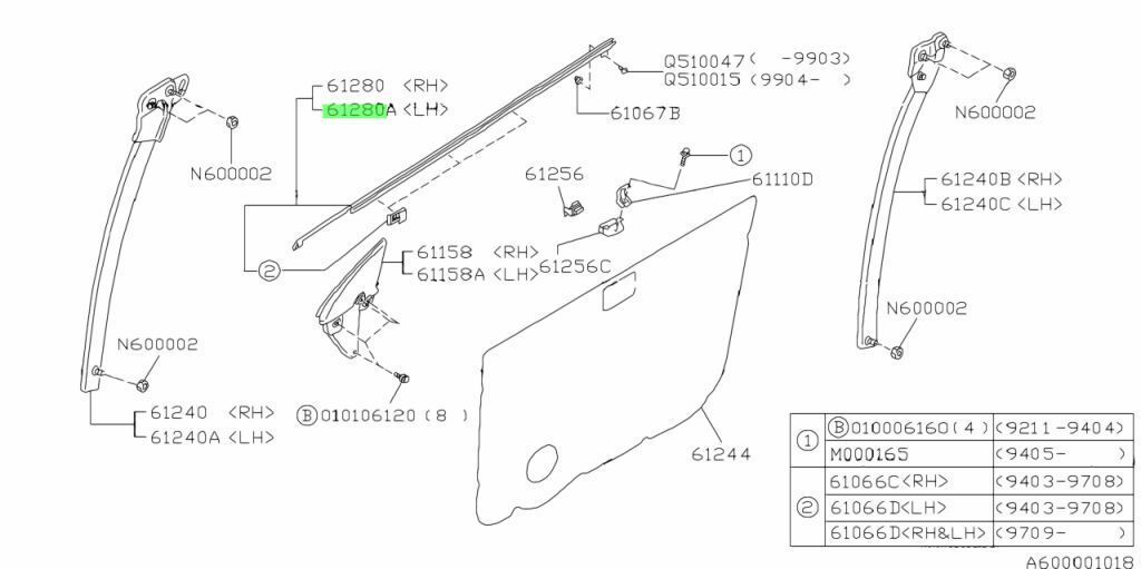 ☆新品 スバル GC8 GF8 GM8 インプレッサ 純正 フロントドアアウト ベルトモール 水切りモール 左 SUBARU Outdoor  Weather Strip LH - メルカリ