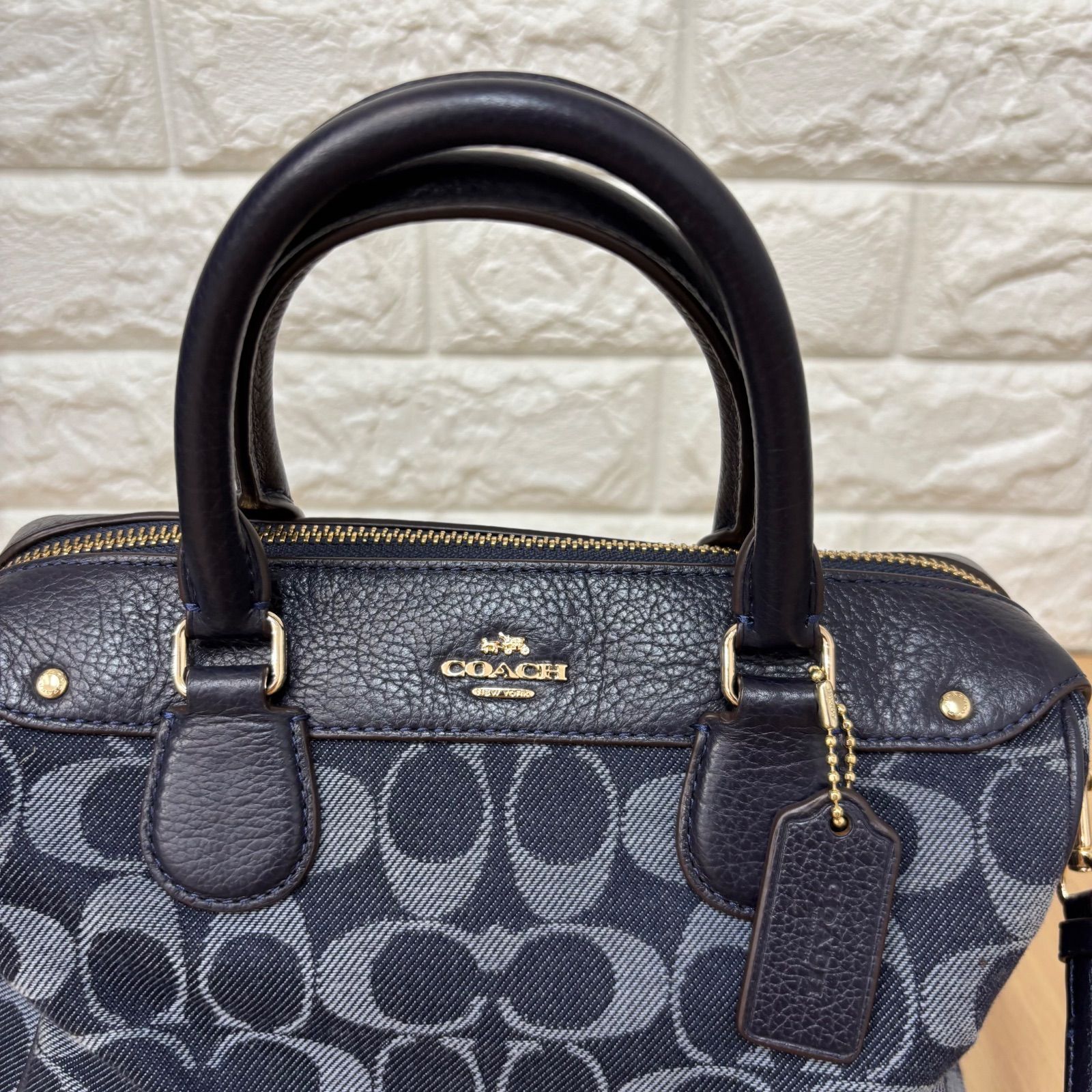◎COACH コーチ 2way ミニボストンバッグ ショルダーバッグ デニム地