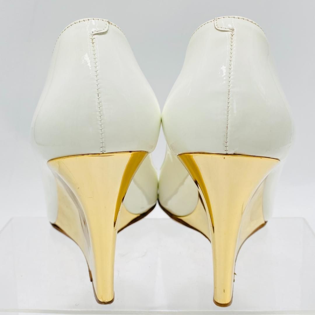 JIMMYCHOO パンプス オープントゥ ウエッジソール メタルヒール