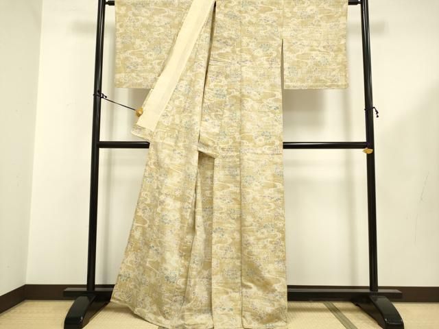 平和屋着物○上質な紬 雲絞り 正絹 逸品 AAAY5921ph