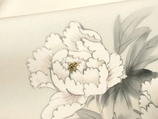 M2812★着物淡雪★ 正絹　9寸名古屋帯　作家物　塩瀬　芍薬の花 楽天市場】平和屋着物▽塩瀬 九寸開き名古屋帯 作家物 環山