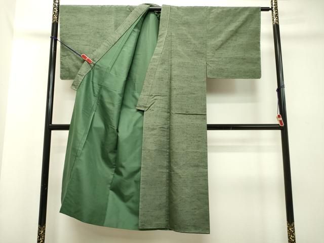 平和屋着物●男性　紬　アンサンブル　老竹色　証紙付き　正絹　逸品　未使用　DAAS2486tw 平和屋着物○男性 紬 アンサンブル 老竹色 証紙付き 正絹 逸品 未使用