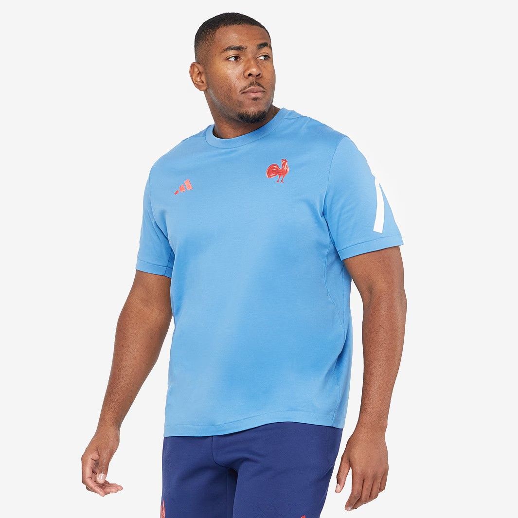 アディダス ラグビー フランス代表 2025 25 トラベル Tシャツ 青 ブルー 公式モデル 日本未発売