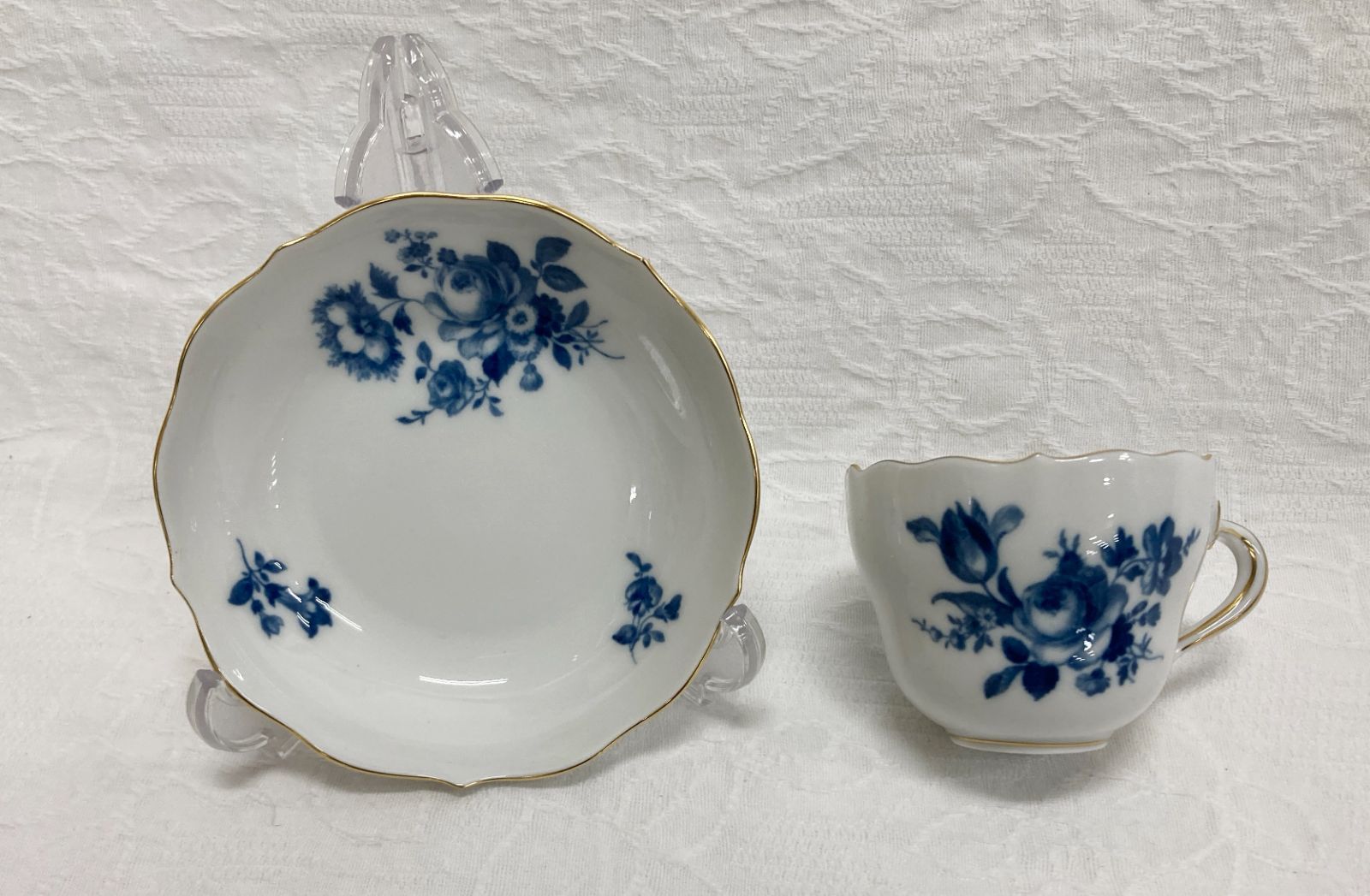 〇♥ マイセン MEISSEN デミタス カップ＆ソーサー ブルーフラワー 金彩 Cup Saucer 花柄 染付 青花 ドイツ陶磁器