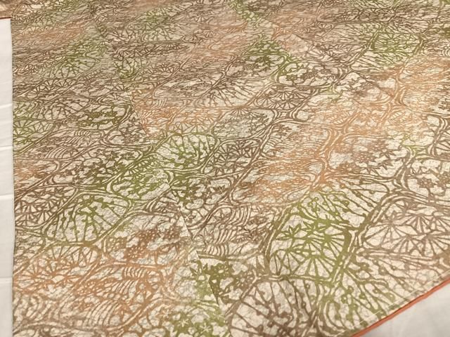 平和屋着物○本場染大島紬 草花菱文 ロング丈 正絹 逸品 AAAV7261zg