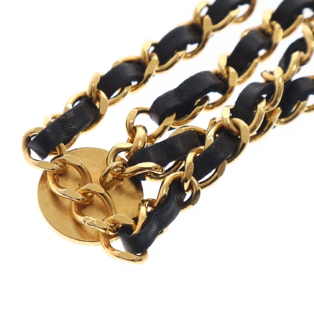 CHANEL (シャネル) ココマーク レザーチェーンベルト ブラック