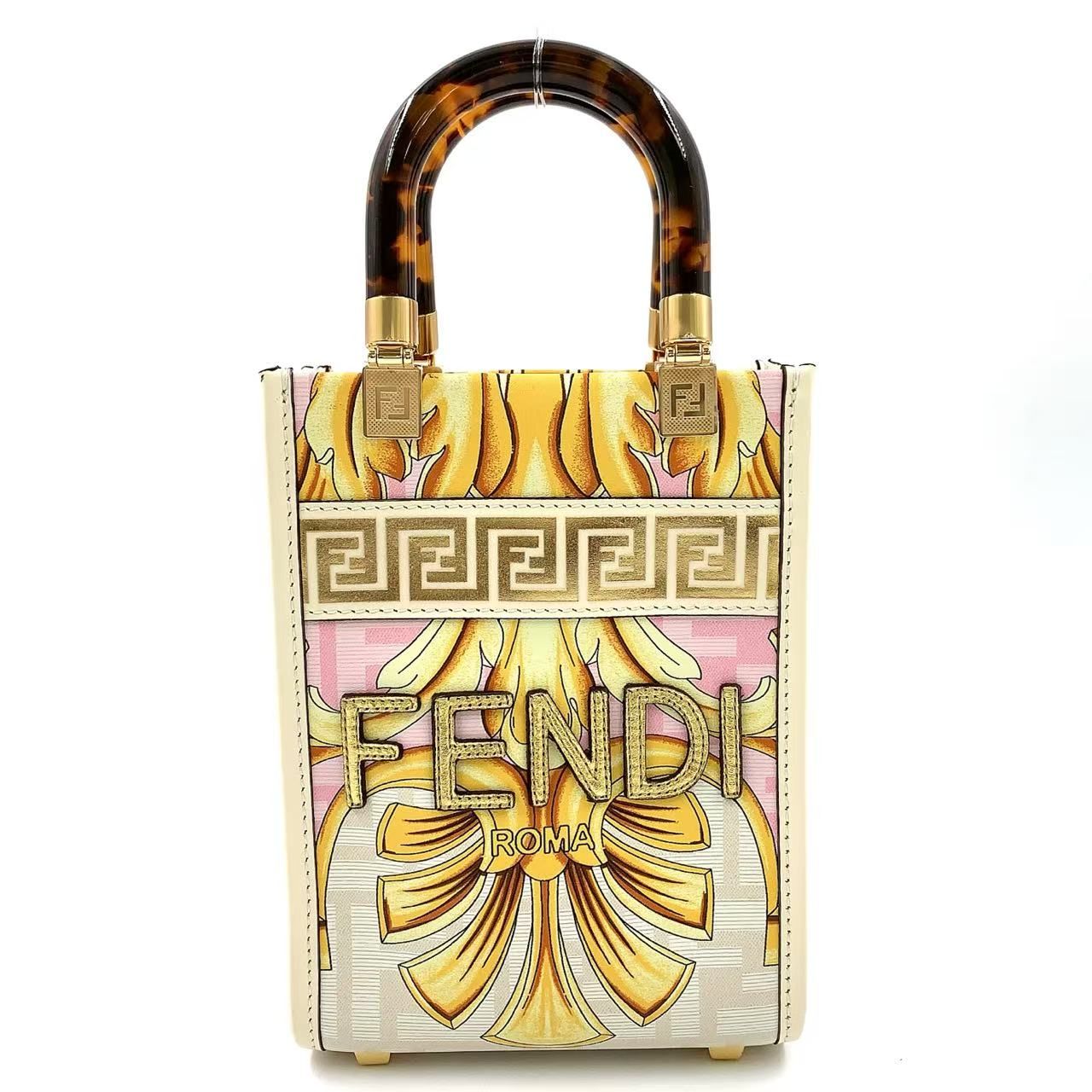 FENDI FENDACE ミニサンシャイン レザー ベージュ×マルチカラー 