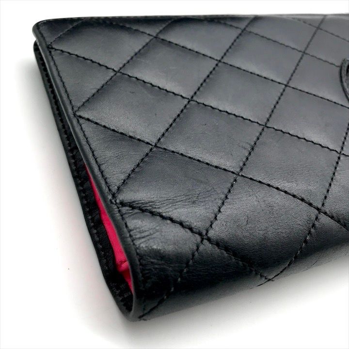 CHANEL 折り財布 黒 レザー カンボンライン Amazon | [CHANEL] (シャネル) カンボンライン 二つ折り長財布