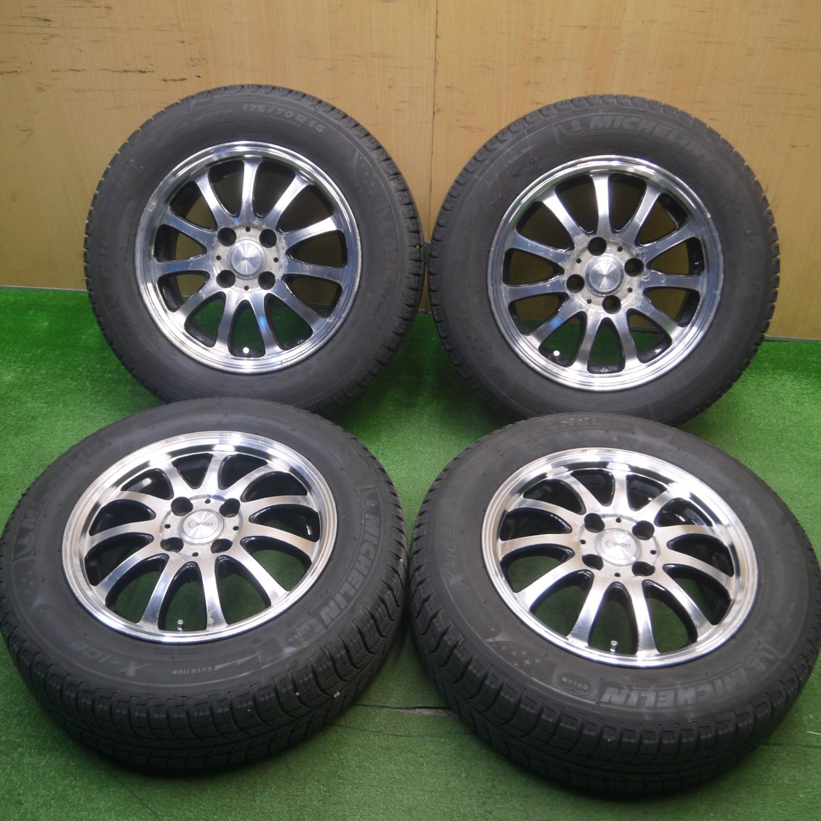 ★1円スタート ★バリ溝 ★スタッドレス タイヤ ミシュラン X-ICE エックスアイス 175/65R14 4本 セット GD フィット 純正 鉄ホイール