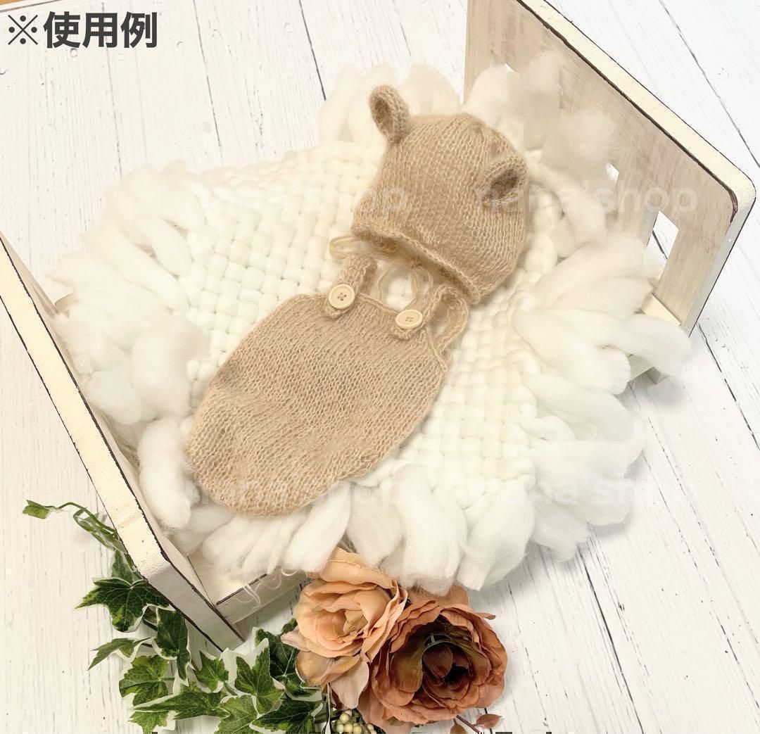ブラウン♪くま耳帽子とクマオーバーオール ニューボーンフォト撮影衣装 ボンネット 青♪くま耳帽子とクマオーバーオール ニューボーンフォト撮影