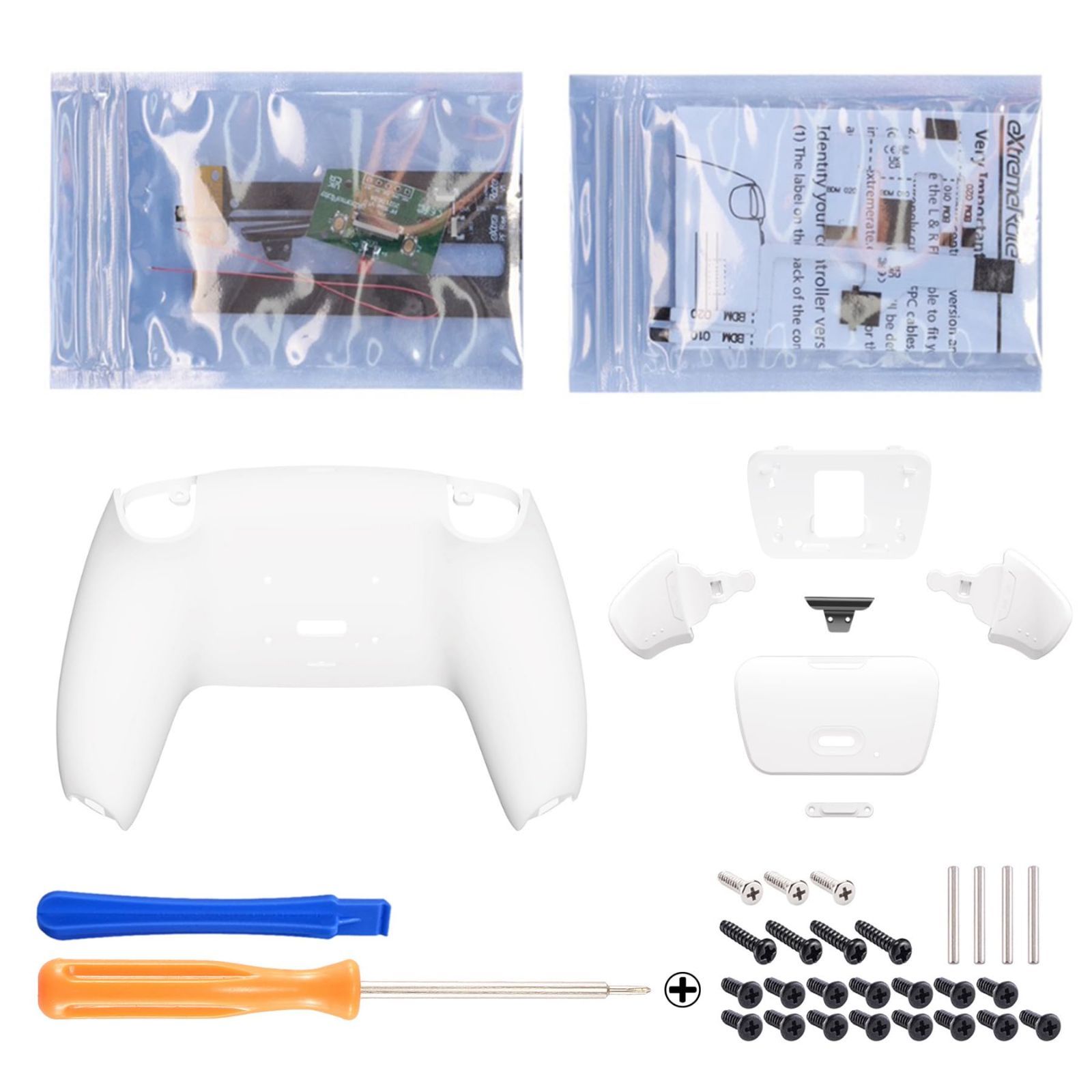 ホワイト コントローラーではない。eXtremeRate ps5コントローラーBDM-010u0026BDM-020に対応用バックパドルプログラム純色のプラスティック製ライズリマップキット、ps5コントローラーに対応用ア