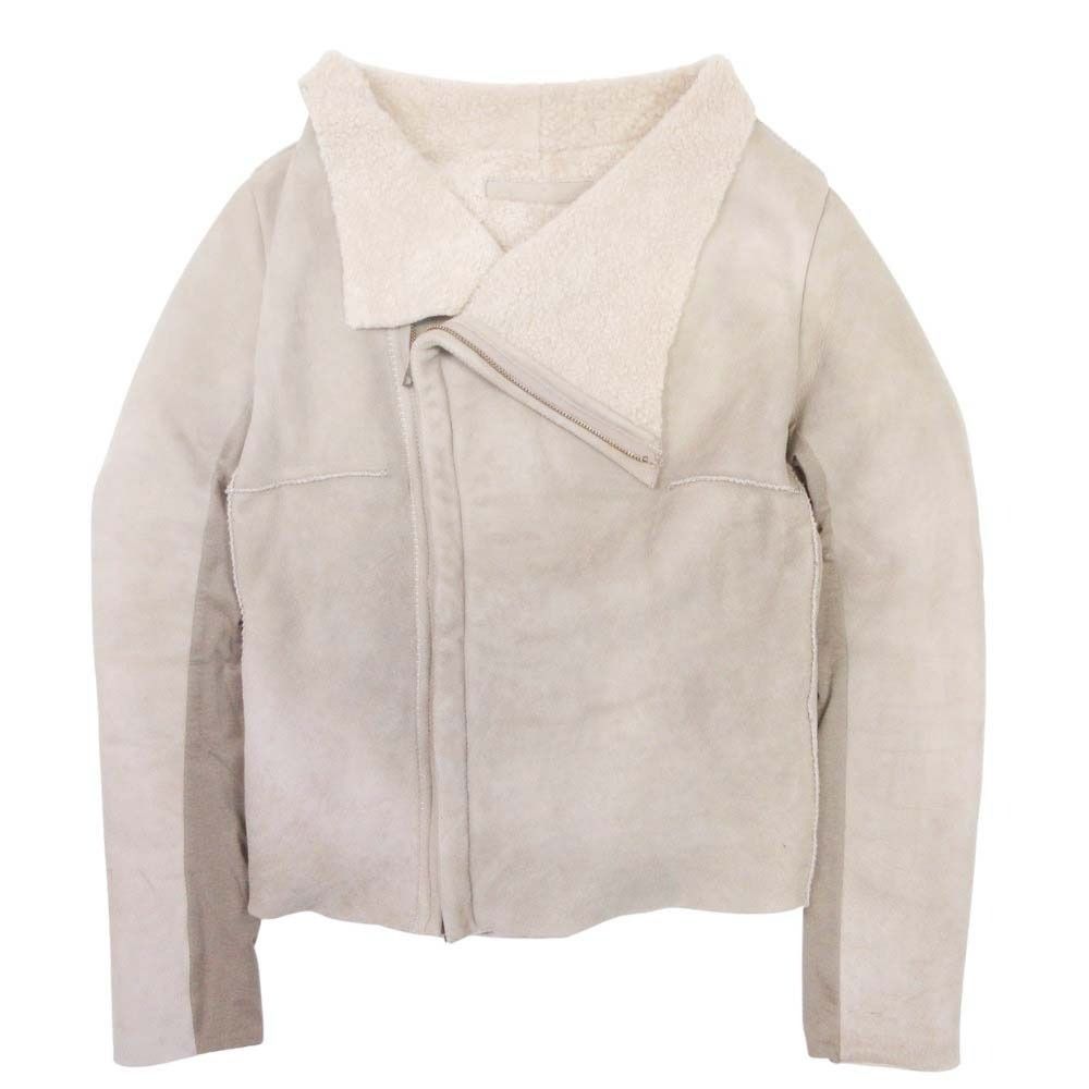 12AW Salvatore Santoro サルバトーレサントロ ムートン ライダース ジャケット ボア シープスキン 42 ベージュ レディース 古着