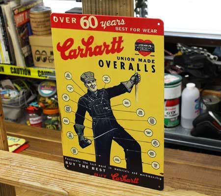 Carhartt　ヴィンテージ　看板　ブリキ　アメリカ Carhartt ヴィンテージ 看板 ブリキ アメリカ - メルカリ