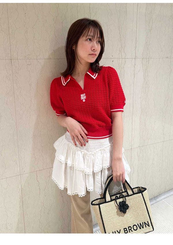 リリー ブラウン LILY BROWN トップス 25夏 【LILY BROWN×MARY QUANT】シアーポロニットトップス 半袖 クロップド丈 マリクワ コラボ lwnt254013 LILY BROWN×MARY QUANT】シアーポロニットトップス(ニット