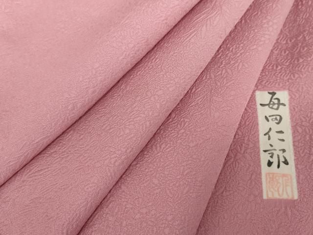 平和屋着物●本加賀友禅作家 毎田仁郎監修 色無地 吉祥花地紋 梅鼠色 正絹 DAAY1444ps