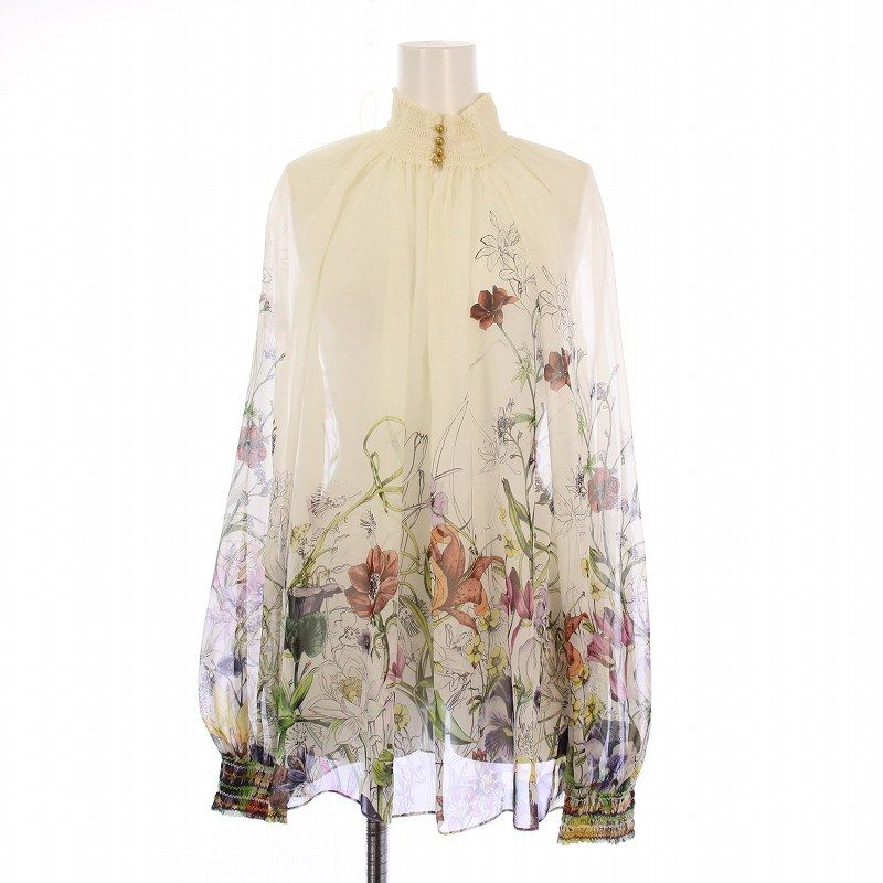美品⭕️グッチ ブラウス シルク100% 花柄 シアー　シフォン　希少　イタリア製 GUCCI グッチ シルクシャツ ブラウス スカーフ 花柄 – REKNOW