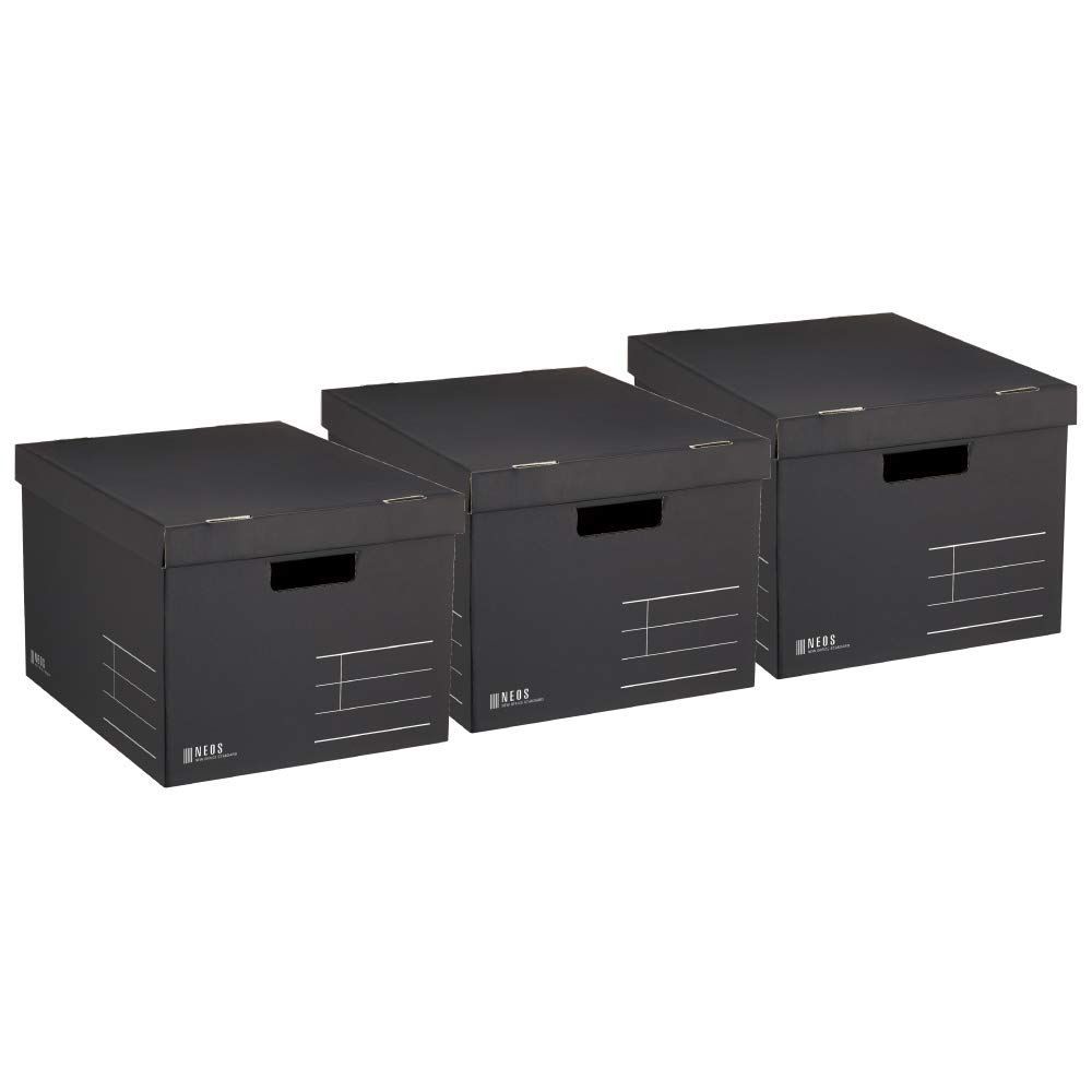 ブラック フタ付き Lサイズ 3個セット NEOS 収納ボックス A4-NELB-DX3AM コクヨ