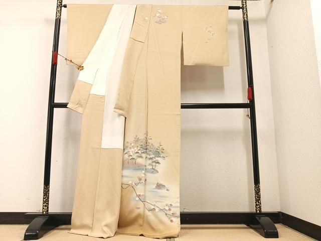 平和屋着物●本加賀友禅作家　宮本則子　訪問着　御所解風景松竹梅文　暈し染め　正絹　逸品　BAAT0999yc 平和屋着物○訪問着 友禅 作家物 松竹梅風景文 暈し染め 正絹 逸品