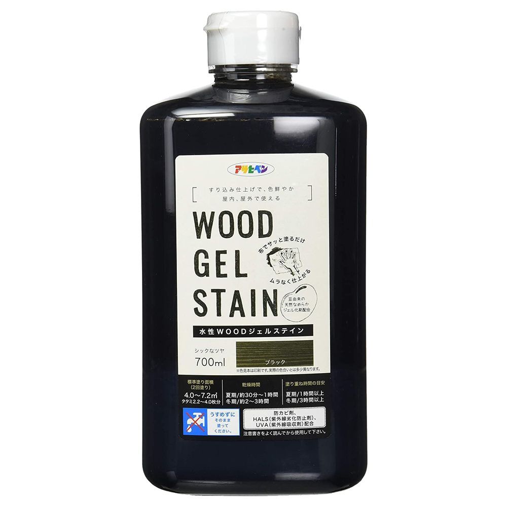 (まとめ買い)アサヒペン 水性WOODジェルステイン 700ml ブラック 【×3セット】