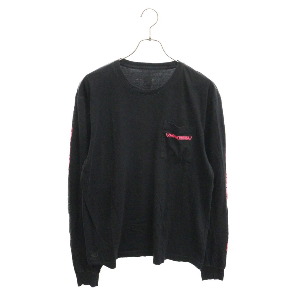 CHROME HEARTS (クロムハーツ) Neon Pink Stripe Logo L/S Tee ネオンピンク アームロゴ ストライプロゴ  ロングスリーブTシャツ ブラック/ピンク - メルカリ