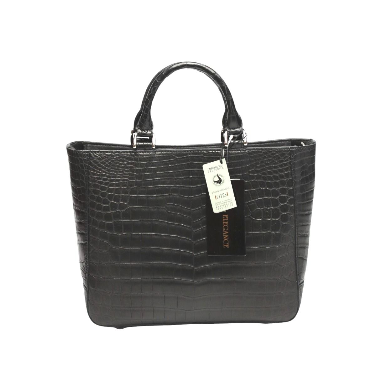 クロコダイル WYA-532015 ハンドバッグ ブラック  CROCODILE 2WAY カードケース付 クロコダイル WYA-532015 ハンドバッグ ブラック CROCODILE 2WAY