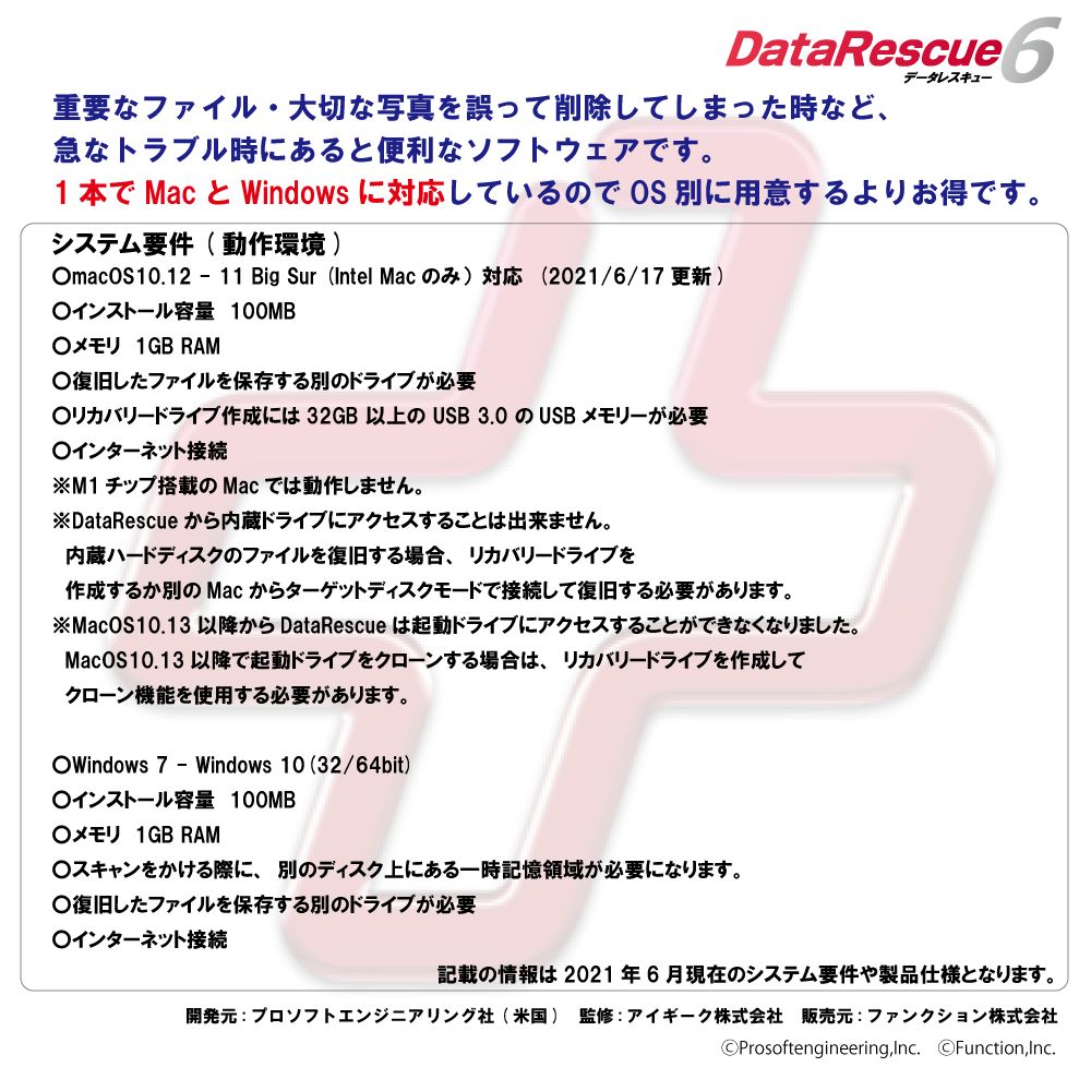 ファンクション Data Rescue 6 プロフェッショナル版 ［Win・Mac用