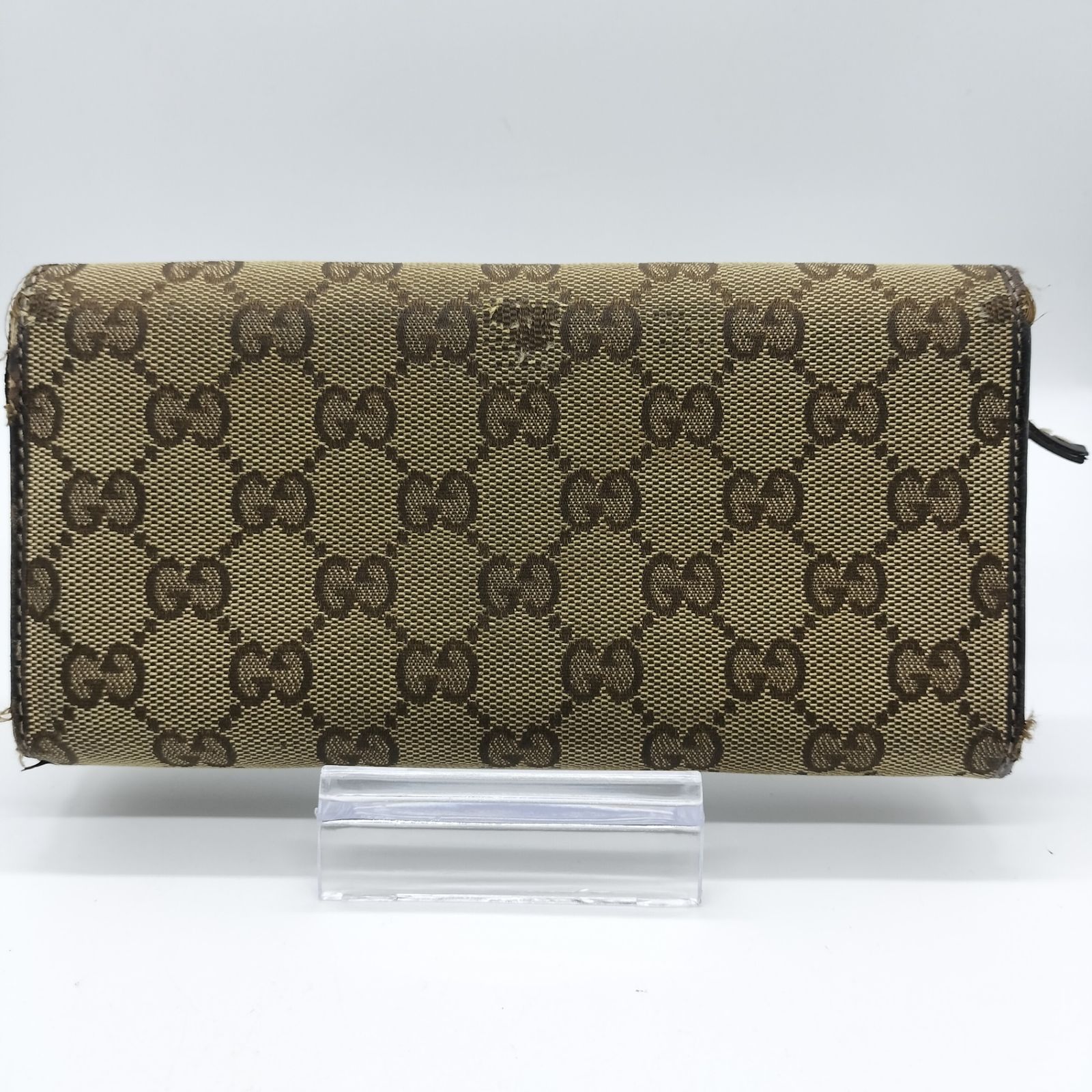 GUCCI グッチ GG柄 二つ折り 長財布 キャンバス レザー ブラウン Gucci グッチ 長財布 二つ折り財布 GG柄 キャンバス レザー