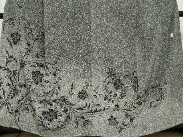 平和屋着物○二代目 川村久太郎 訪問着 更紗花唐草文 たたき染 黒地