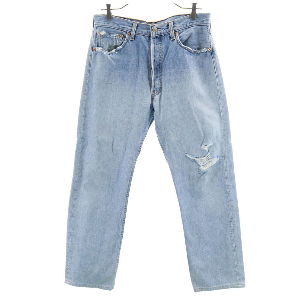 リーバイス 90s 501 USA製 オールド ストレートデニムパンツ W32 ブルー Levi's ジーンズ ボタンフライ メンズ