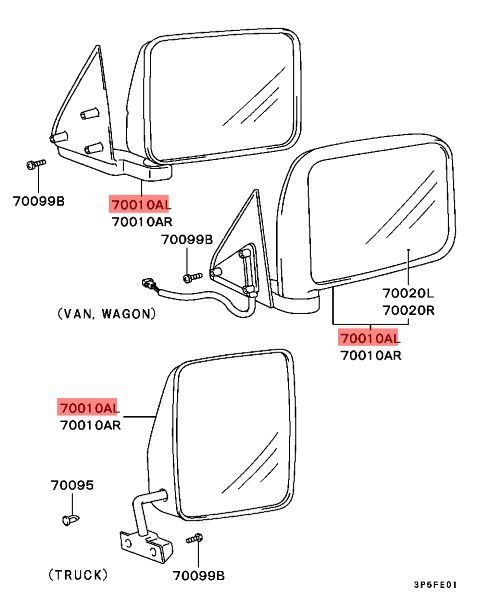 ミツビシ 純正 L300ドアミラー 左 MIRROR ASSY DOOR LH MB565731 Mitsubishi 三菱 Genuine JDM メーカー純正品