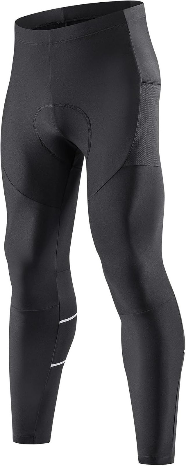 Santic(サンティック) メンズ サイクルパンツ 裏起毛 サイクリング サイクルウェア 自転車パンツ 4Dパッド 保温 防風 通気 弾力(ブラック，  2XL)