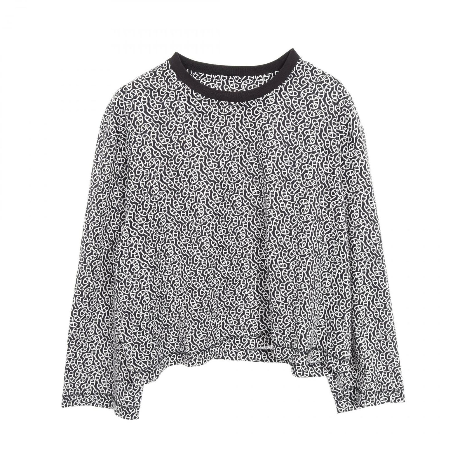 エルメス HERMES カットソー Naoussa Chaine ナウサ シェーヌプリント 4E4649DB ネイビー コットン Tシャツ レディース Used A