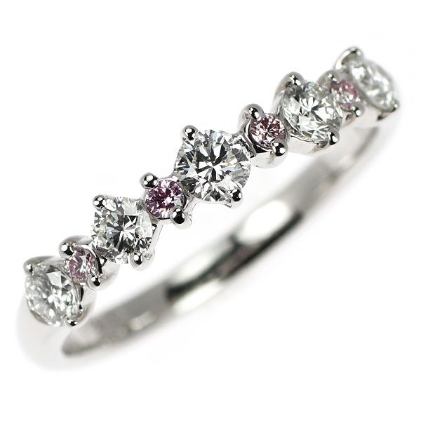 Pt900 ダイヤモンド 天然ピンクダイヤ リング 0.54ct PD0.08ct
