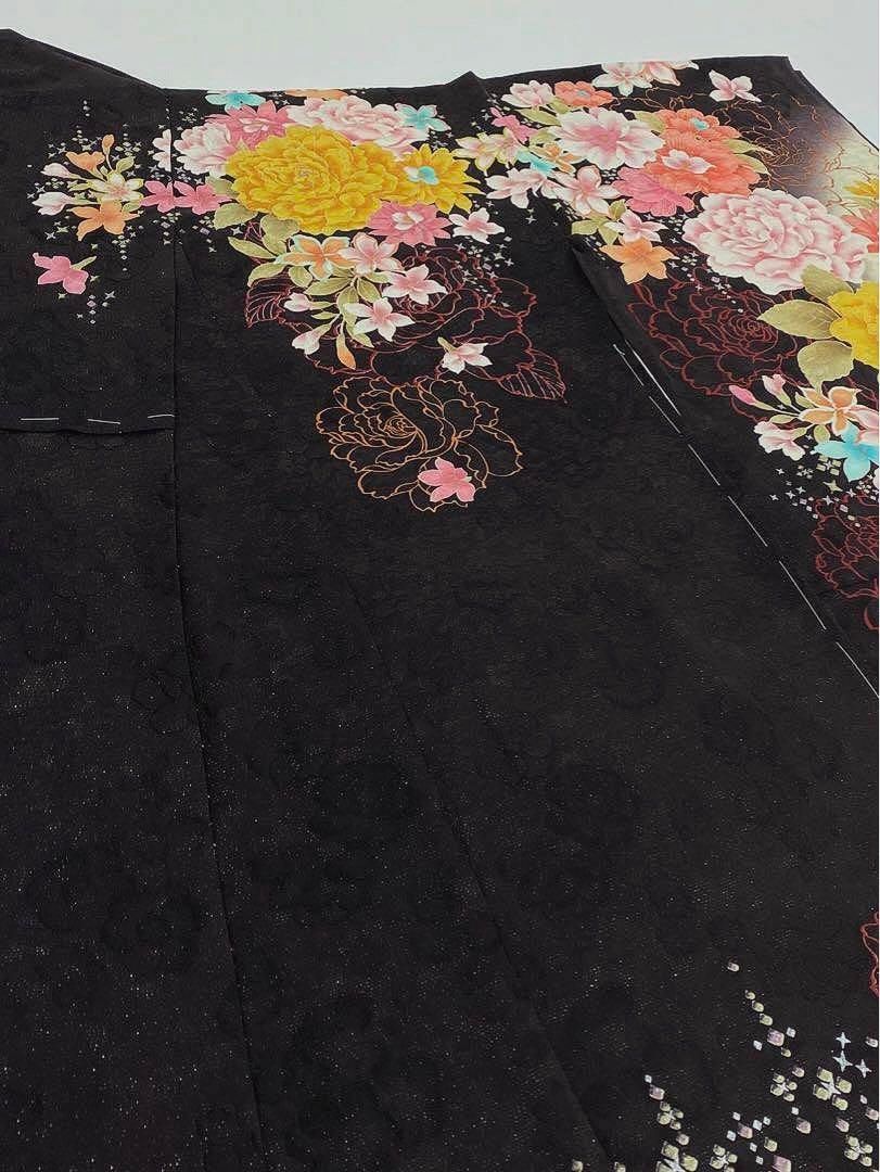 振袖 仮絵羽 舞台衣装 金駒 紋意匠 正絹 未仕立て品 八掛付き 振袖 仮