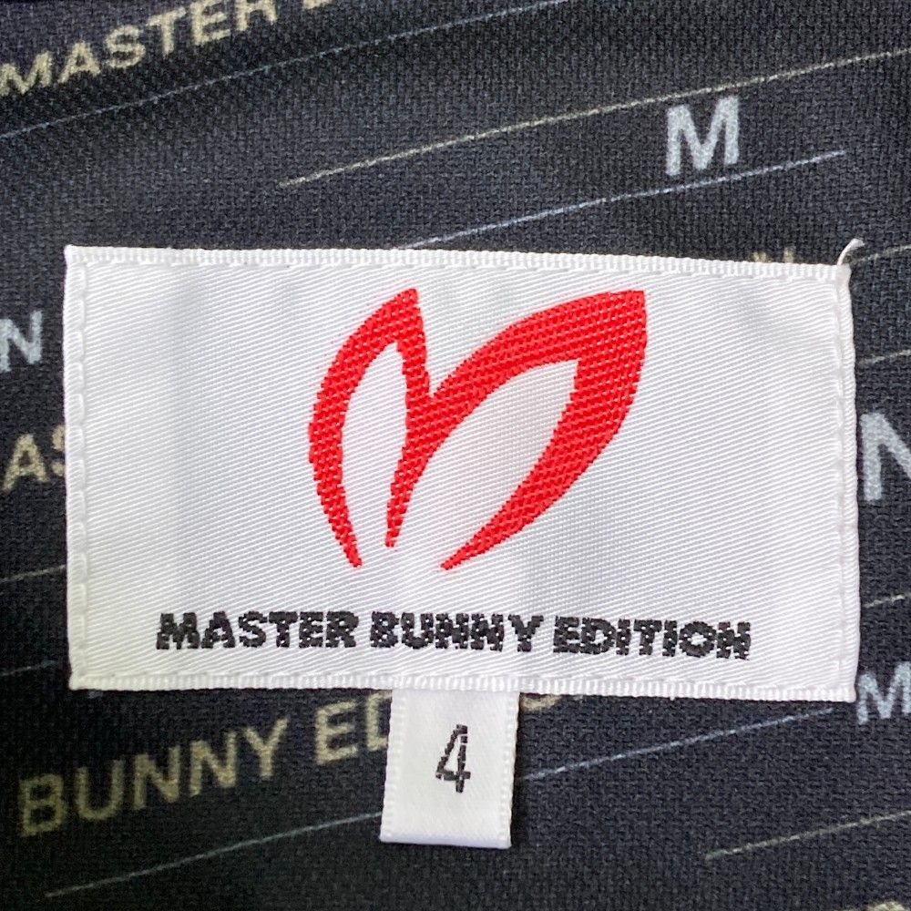 サイズ：4 MASTER BUNNY EDITION マスターバニーエディション  長袖ポロシャツ ロゴボーダー ブラック系 [240101444937] ゴルフウェア メンズ ストスト サイズ：4 MASTER BUNNY EDITION マスターバニーエディション