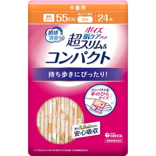 7営業日以内発送 同梱不可 お一人さま クレシア 4901750883331 ポイズ肌ケアパッド超スリム＆コンパクト 中量用 24枚＊24セット 沖縄離島販売不可