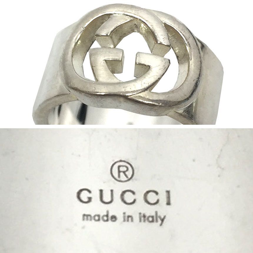 GUCCI グッチ インターロッキングG ワイド　リング　16 GUCCI グッチ インターロッキングG ワイド リング ＃16シルバー
