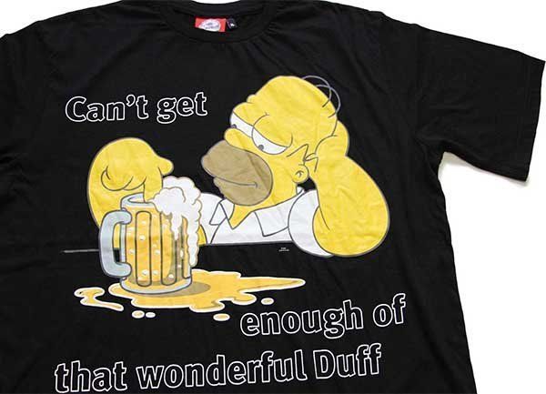 The Simpsons シンプソンズ ホーマー Can't get enough of that wonderful Duff コットンTシャツ黒 XLオールド キャラ ビール ユーロ