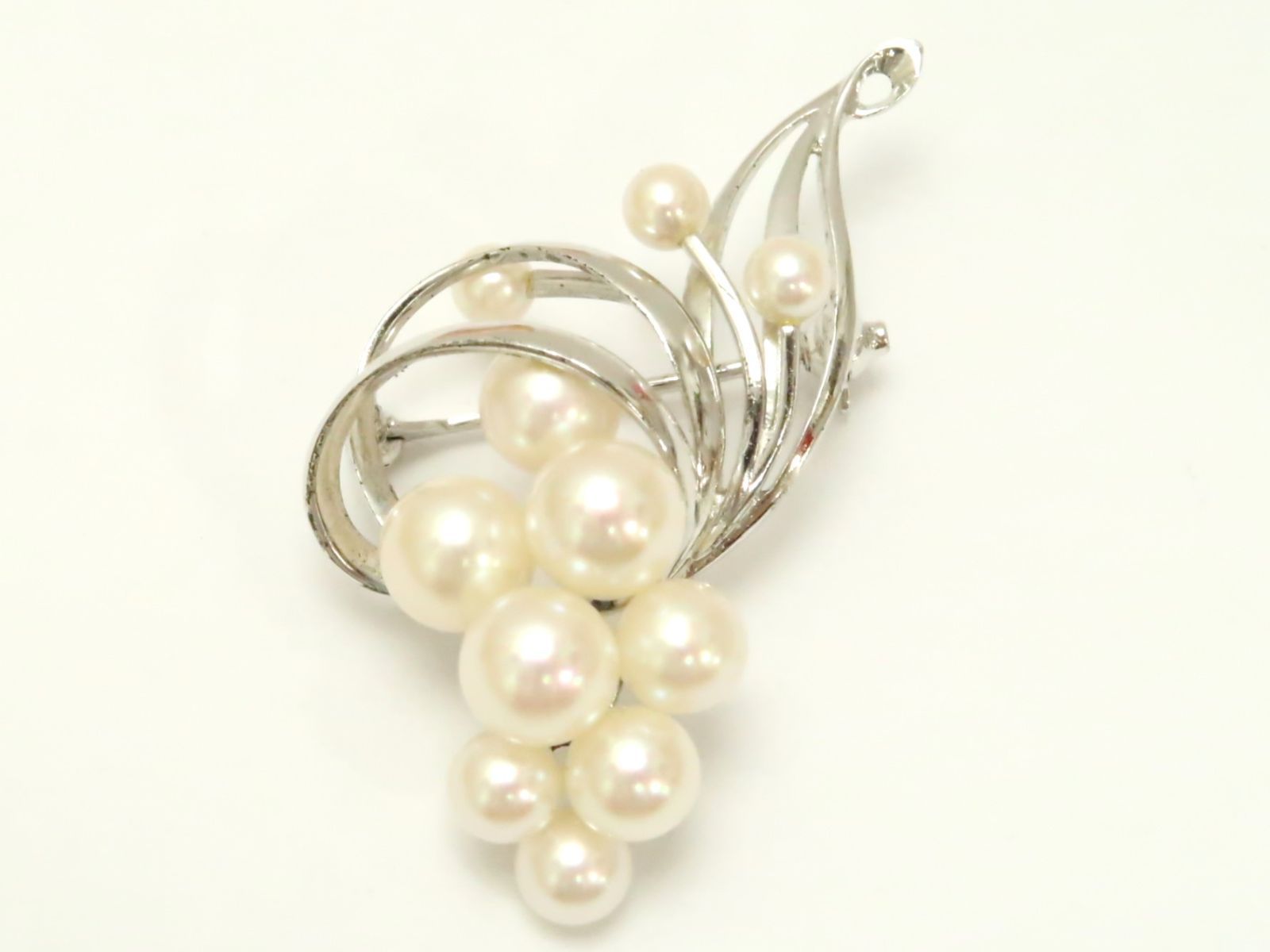 MIKIMOTO ミキモトK18/SVベビーパール ブローチ ペンダント7.1g ミキモト シルバー金具 4-7mmパール11P ブローチ MIKIMOTO