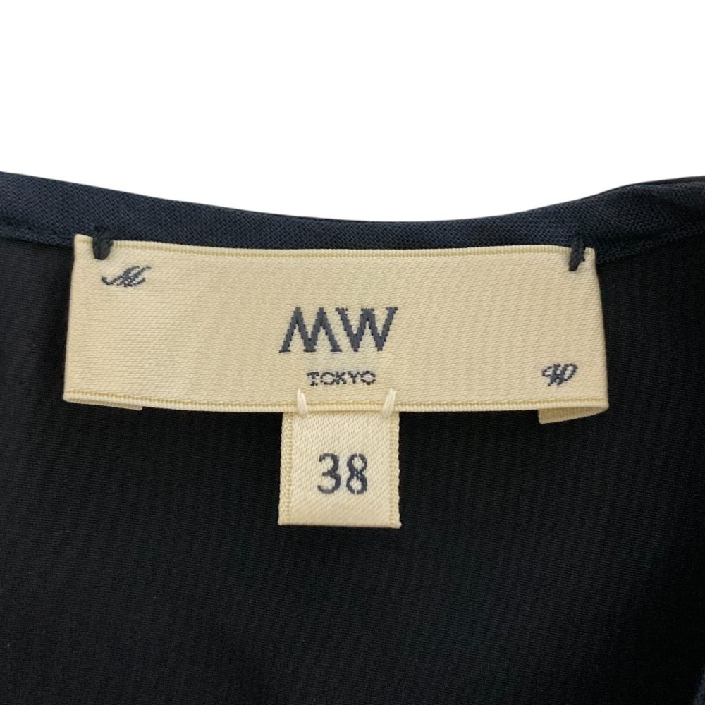 美品 MW TOKYO エムダブリュー SILK TAFFETA PEPLUM TUCK BLOUSE 半袖 ペプラム ブラウス プルオーバー 38サイズ ブラック レディース 古着 中古 美品 MW TOKYO エムダブリュー SILK TAFFETA PEPLUM TUCK BLOUSE
