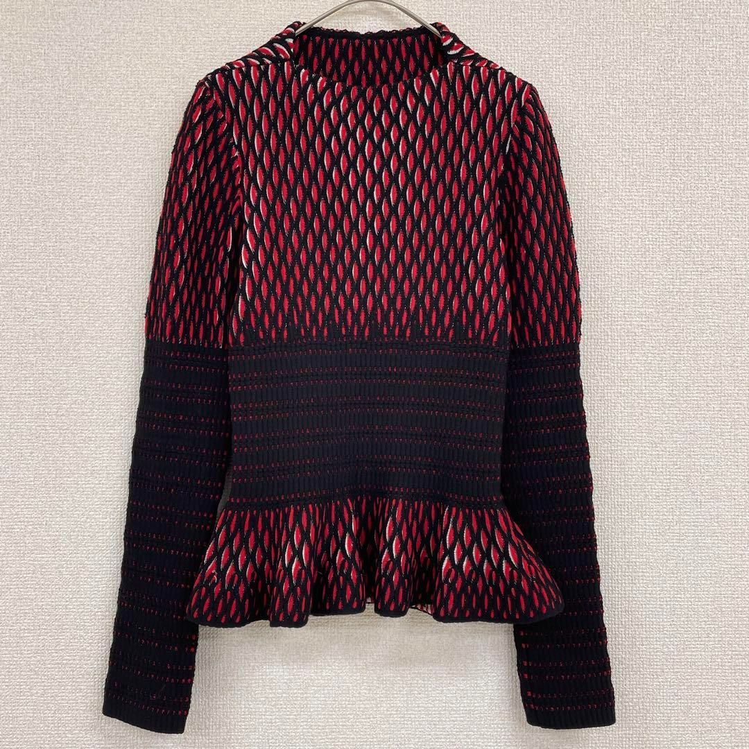 ALAIA アライア ペプラム ニットトップス ラッフル 切替 総柄 ウール