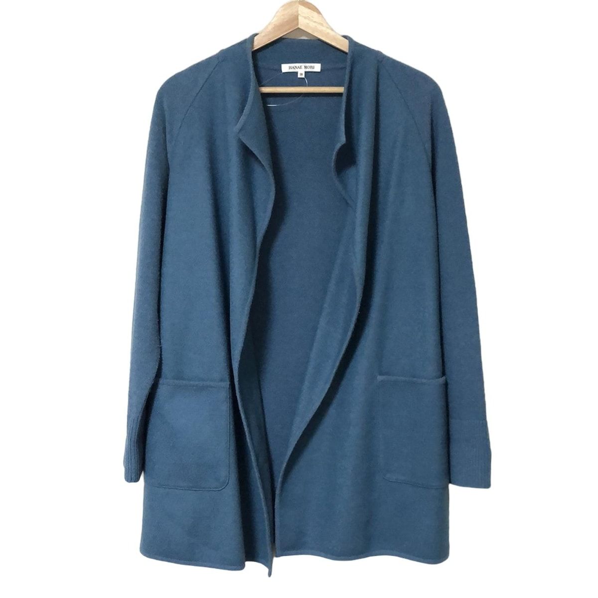 HANAE MORI ハナエモリ カーディガン サイズ38 M レディース - ブルーグレー 長袖|ロング丈