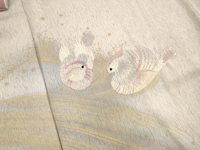 平和屋着物▽訪問着　単衣　刺繍　草花文　蛍暈し　金彩　正絹　逸品　DAAS4168du 平和屋着物▽訪問着 単衣 刺繍 草花文 蛍暈し 金彩 正絹