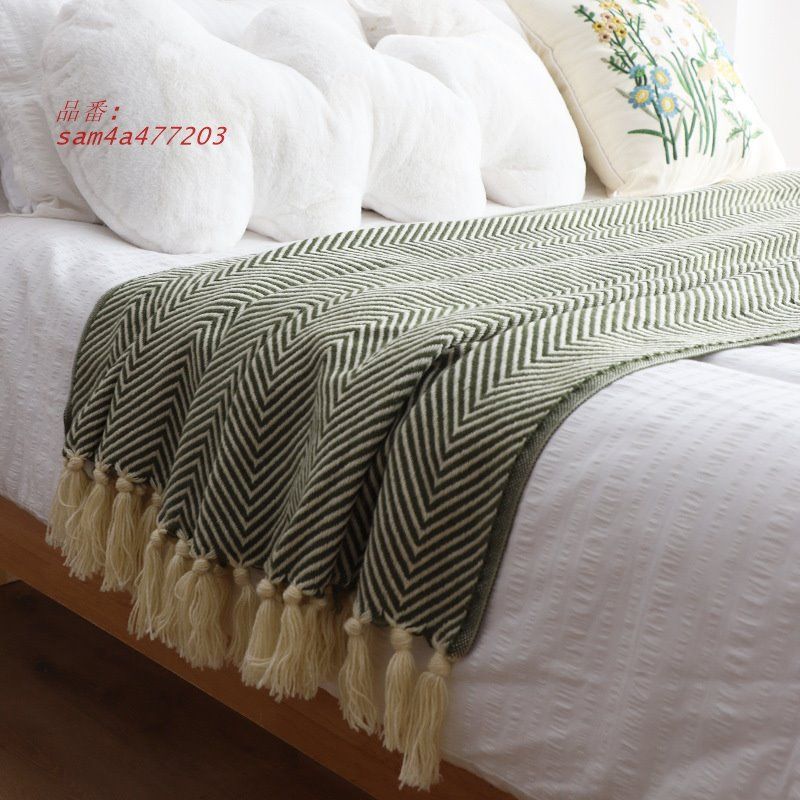 アメリカンレトロな緑の人文字編みタペストリーホテル民宿ベッドタペストリーベッドタペストリーソファタペストリーベッドカバータペスト am4a477203